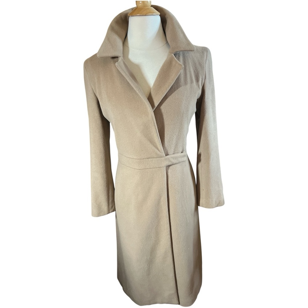 Vintage Chaiken Wool Tan/Camel Maxi Modern Classic Style Coat Size 2 - Picture 17 of 17